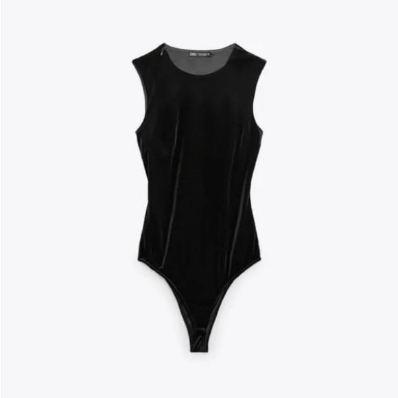 ZARA ASYMMETRICAL VELVET BODYSUIT - Picture 3 of 4